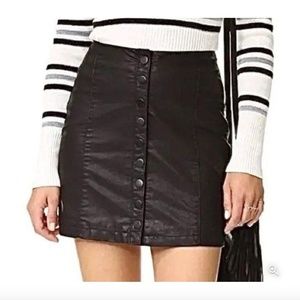 Free People "Oh Snap" Vegan Leather Button Front Mini Skirt